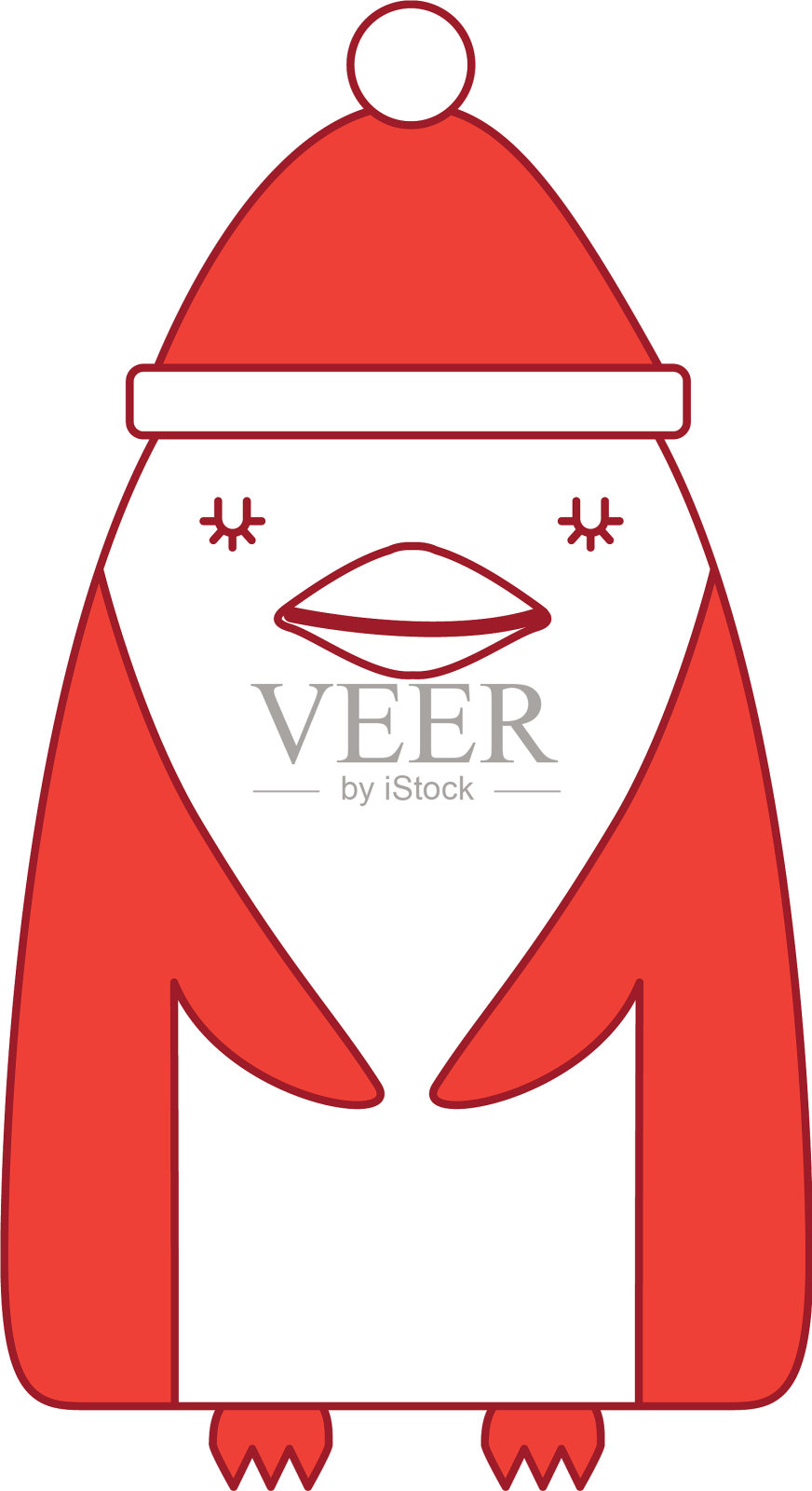 可爱的企鹅戴着圣诞帽设计元素图片