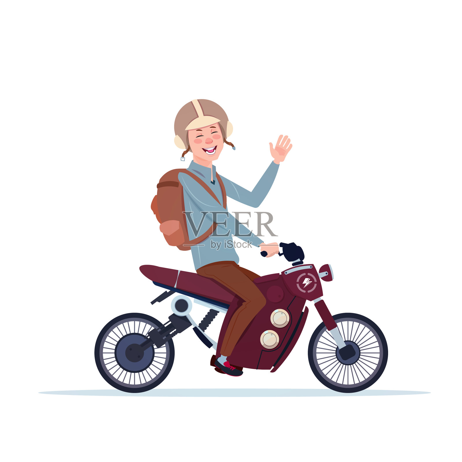 戴头盔骑摩托车的人设计元素图片