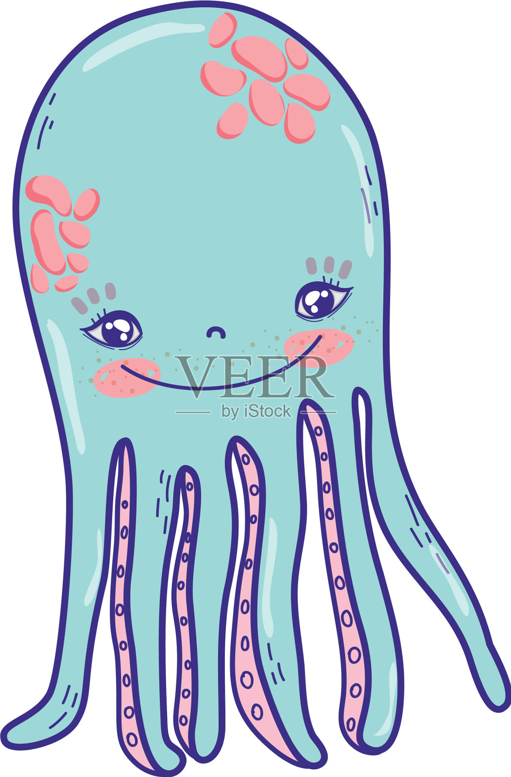 可爱的章鱼热带海洋动物设计元素图片