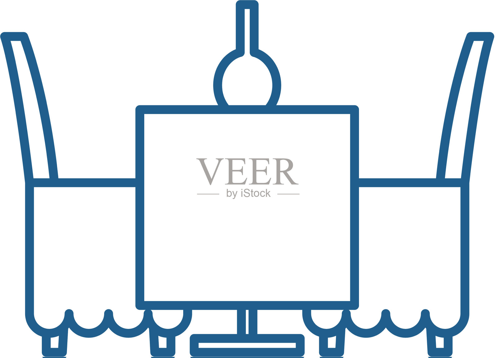 餐桌和椅子在餐厅线图标设计元素图片