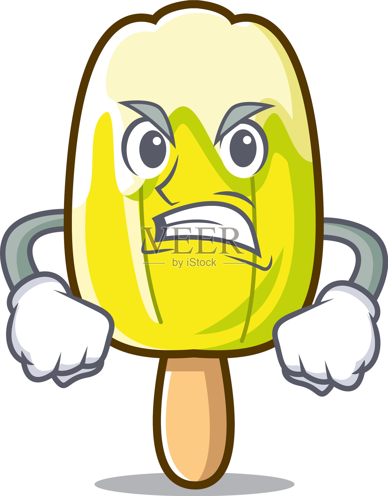 愤怒的柠檬冰淇淋卡通吉祥物设计元素图片