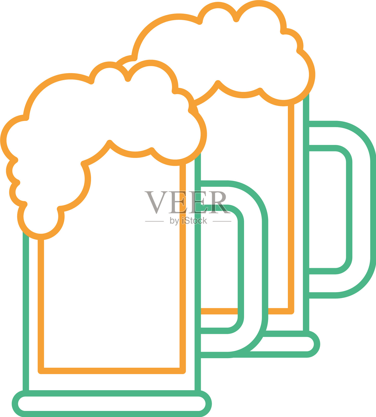 两杯啤酒泡沫喝新鲜设计元素图片