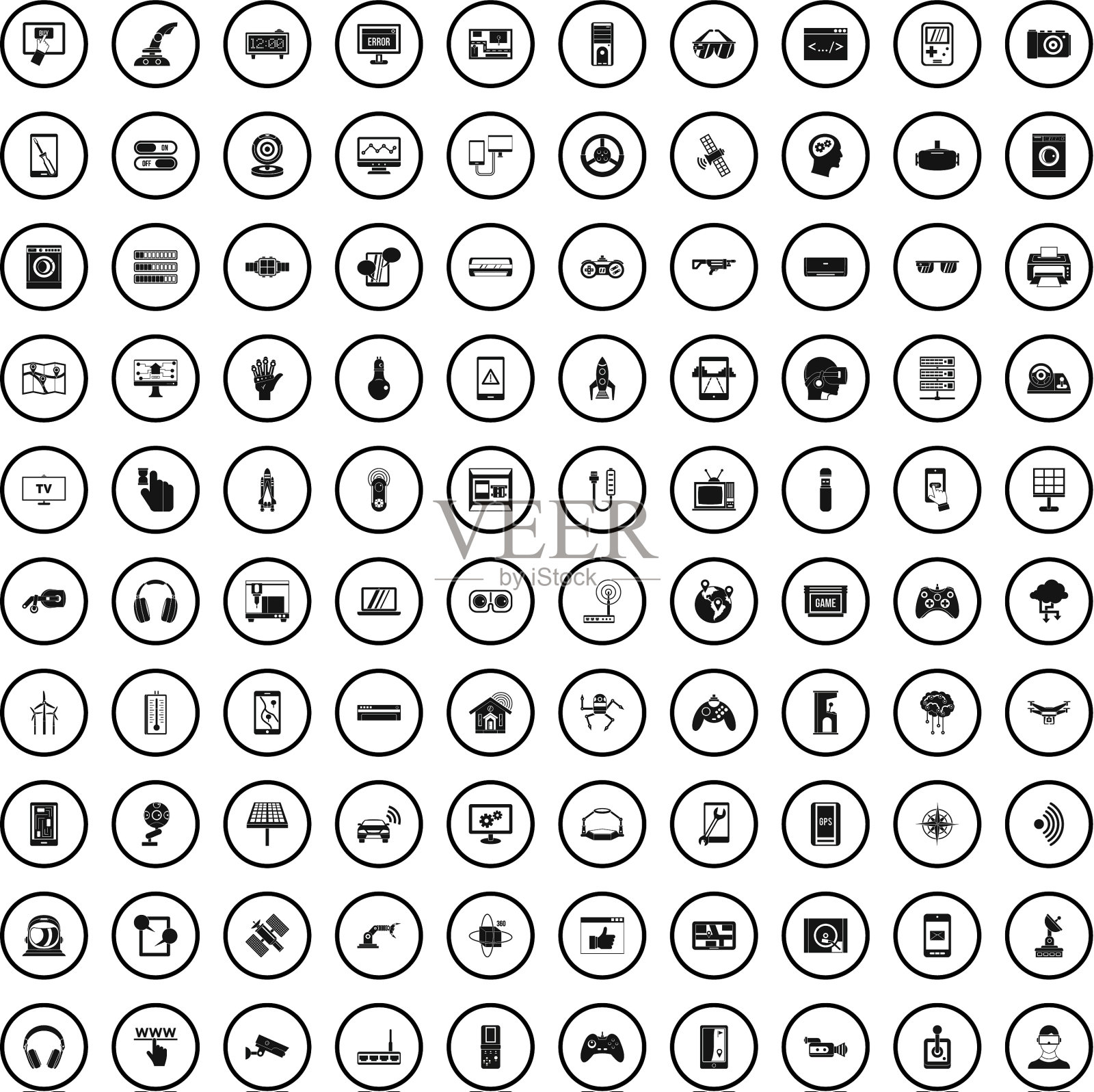 100个软件开发图标设置简单风格