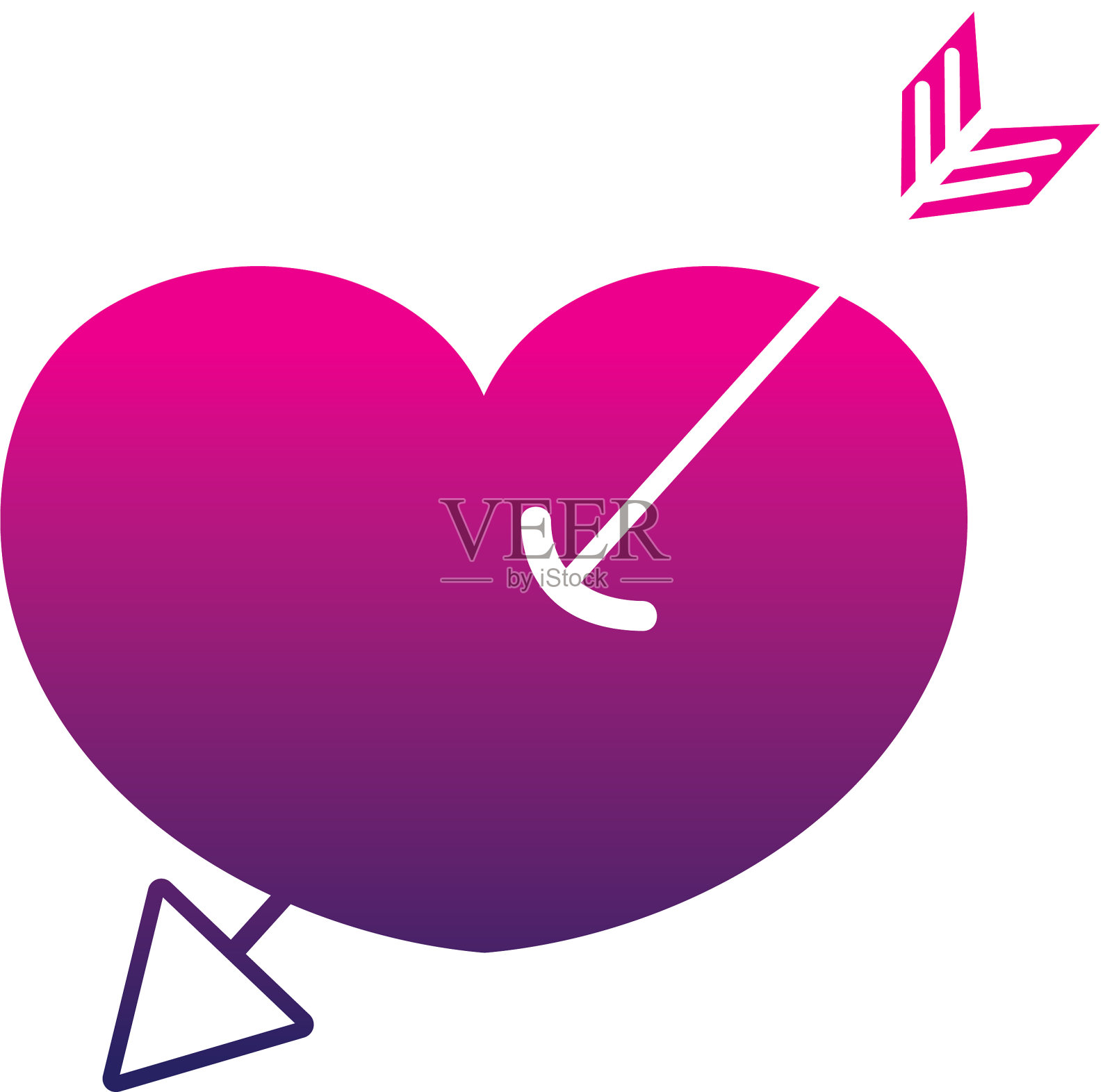 剪影箭头内设计心形爱的图标设计元素图片