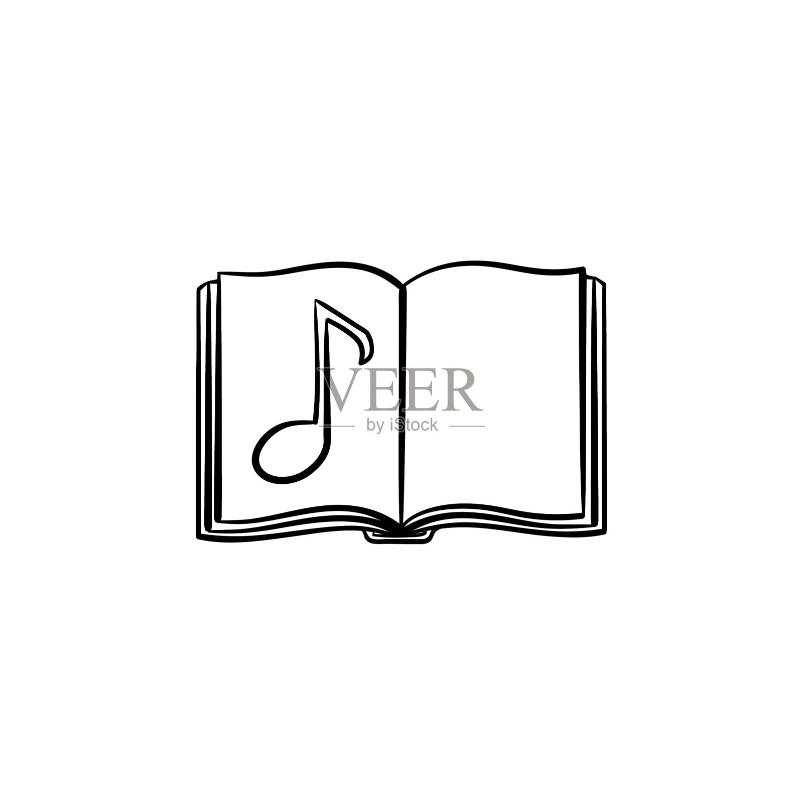 音乐书与笔记手绘素描图标图标素材