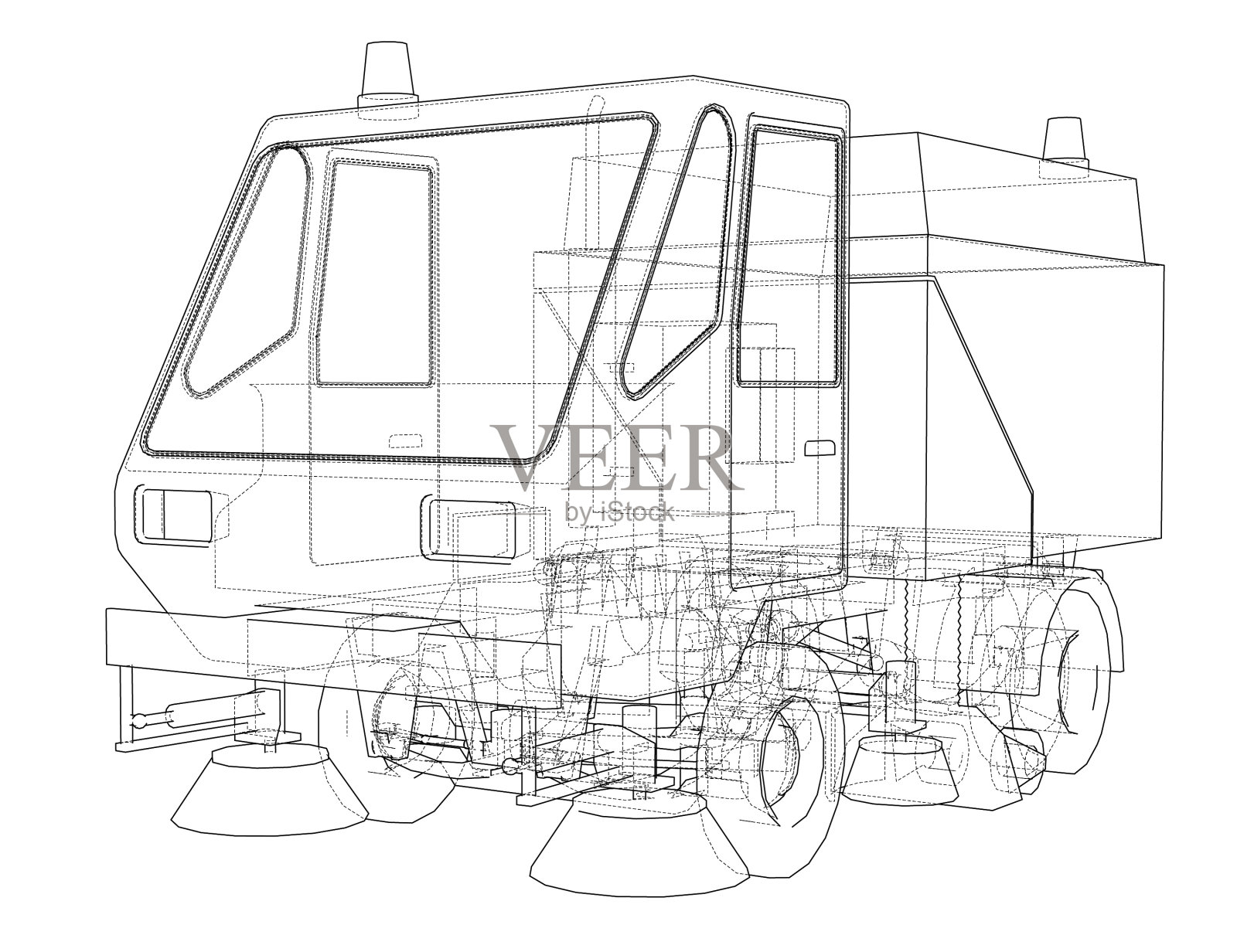 小街道清洁卡车概念设计元素图片