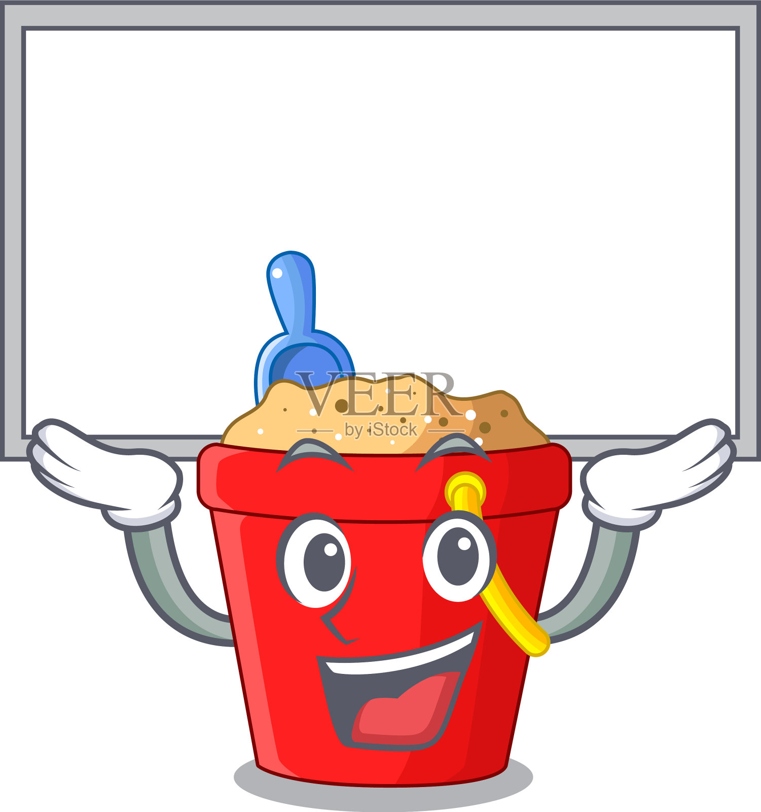 上板沙滩桶形与沙卡通设计元素图片