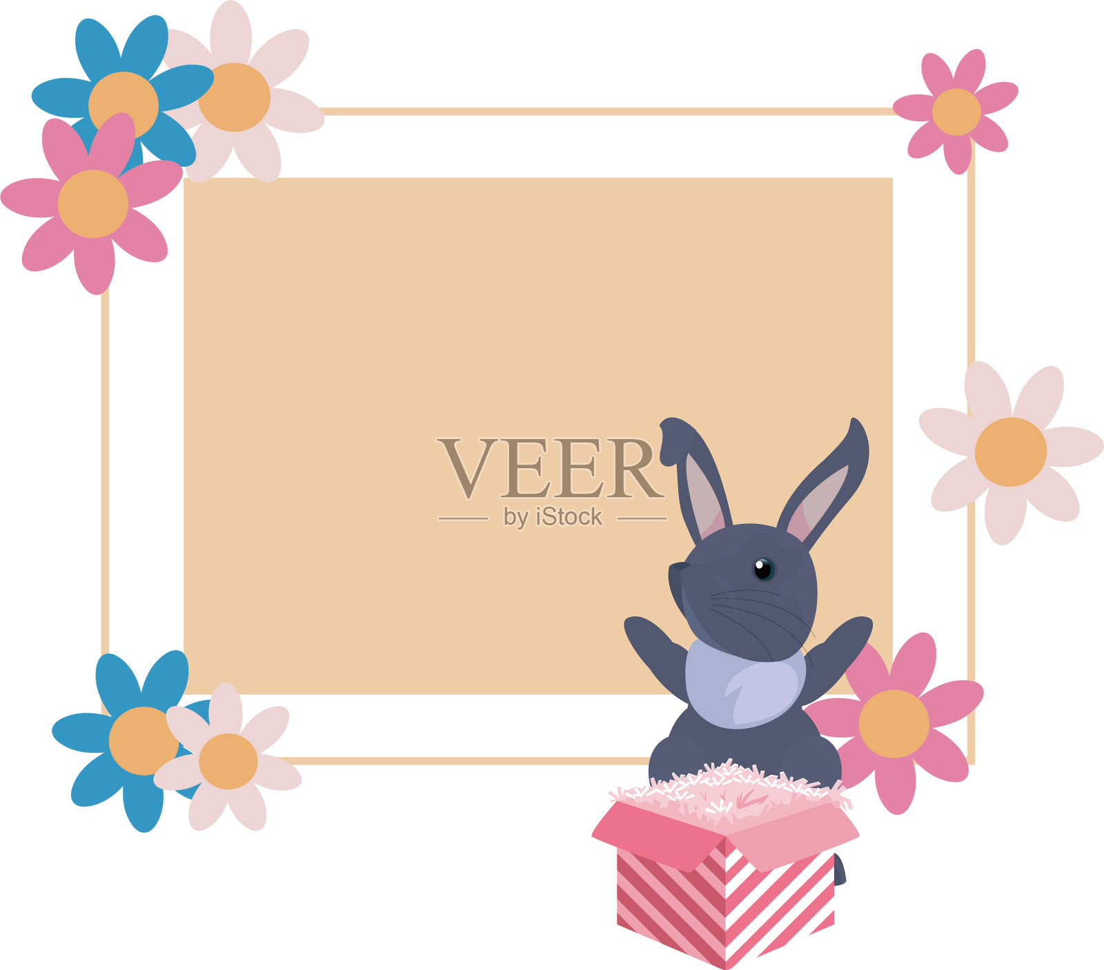 复活节兔子礼物标签设计元素图片