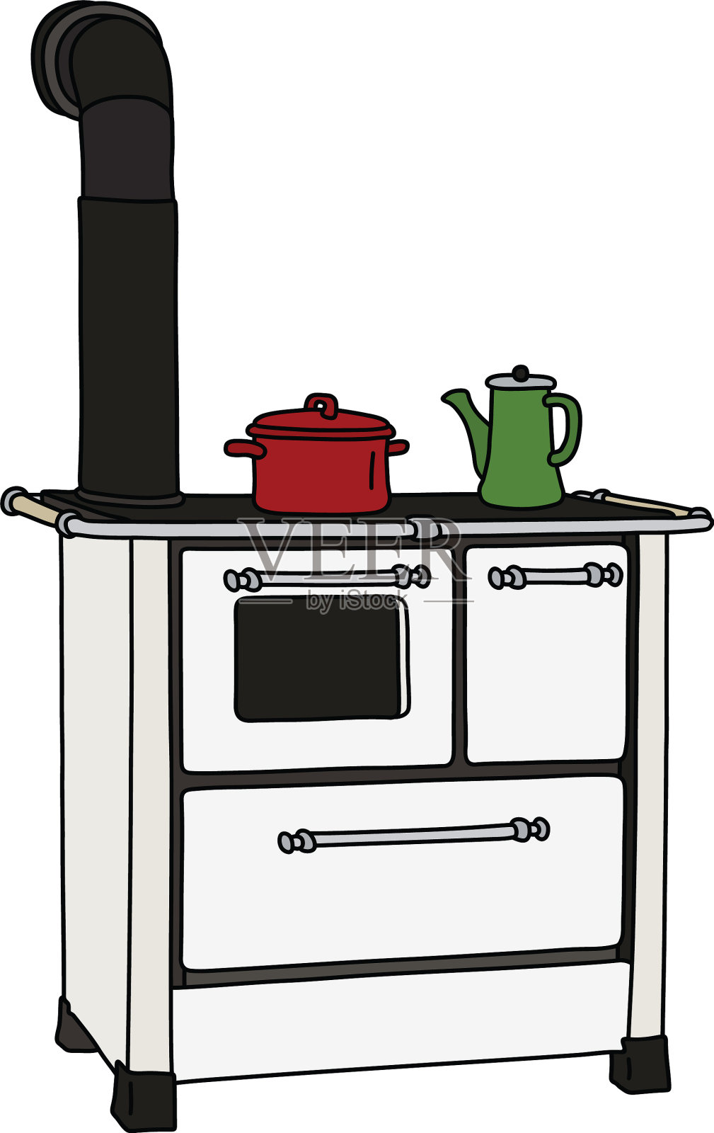 厨房的旧炉子设计元素图片