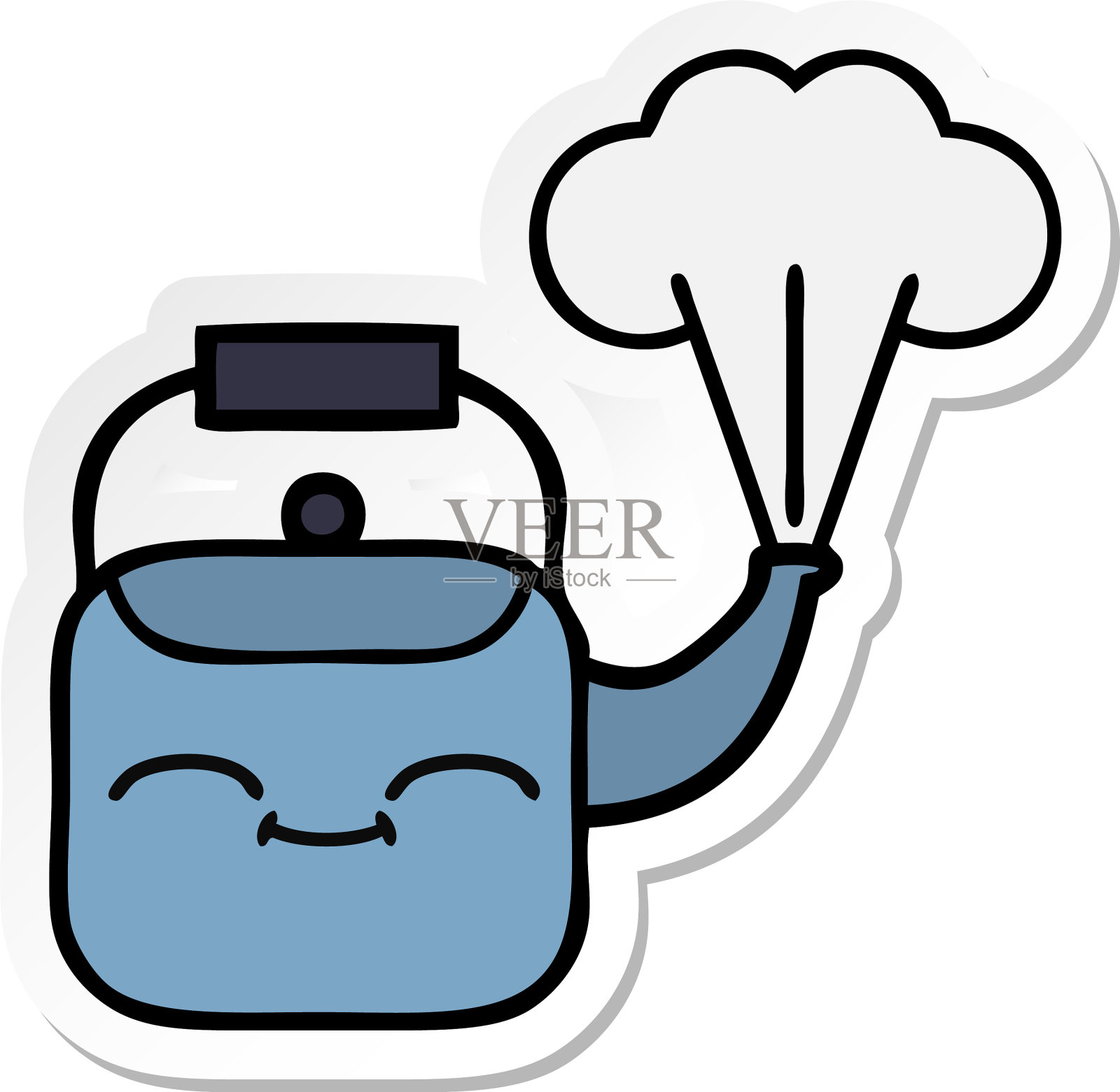 可爱的卡通蒸汽水壶贴纸设计元素图片