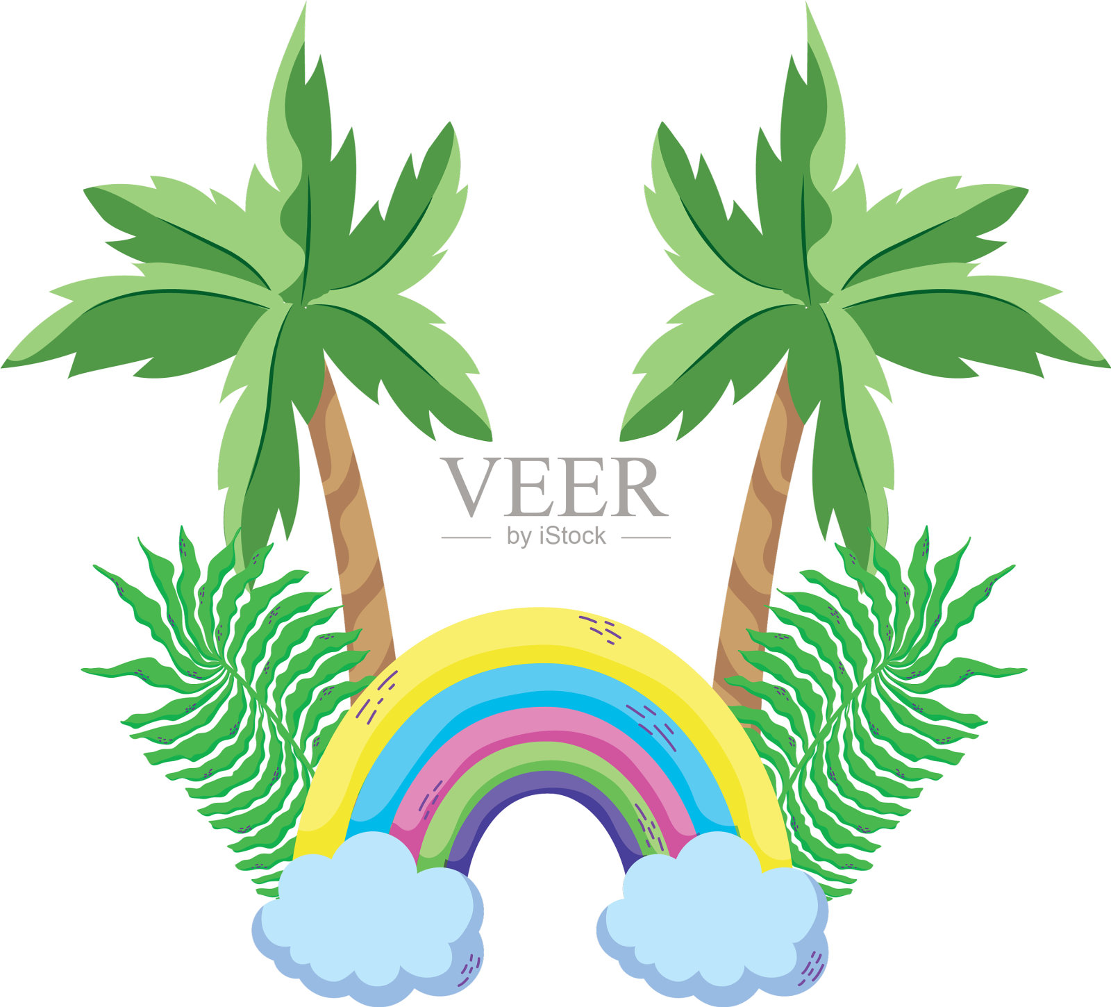 热带彩虹卡通设计元素图片