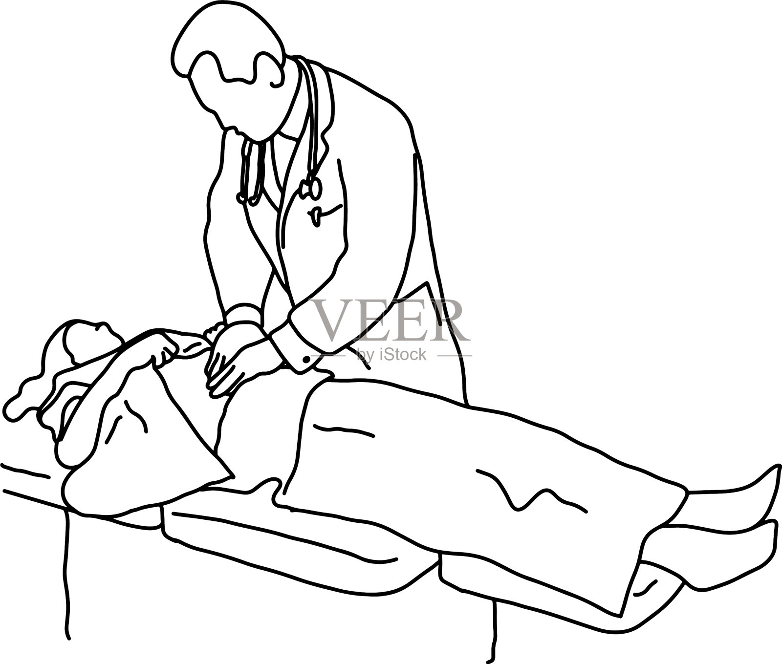 医生用手检查病人的胸部设计元素图片