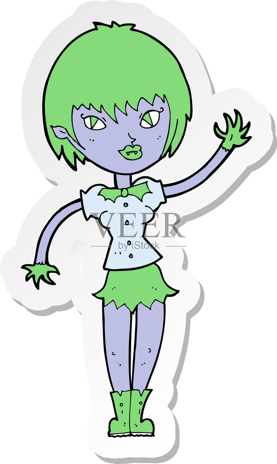 卡通吸血鬼女孩的贴纸设计元素图片