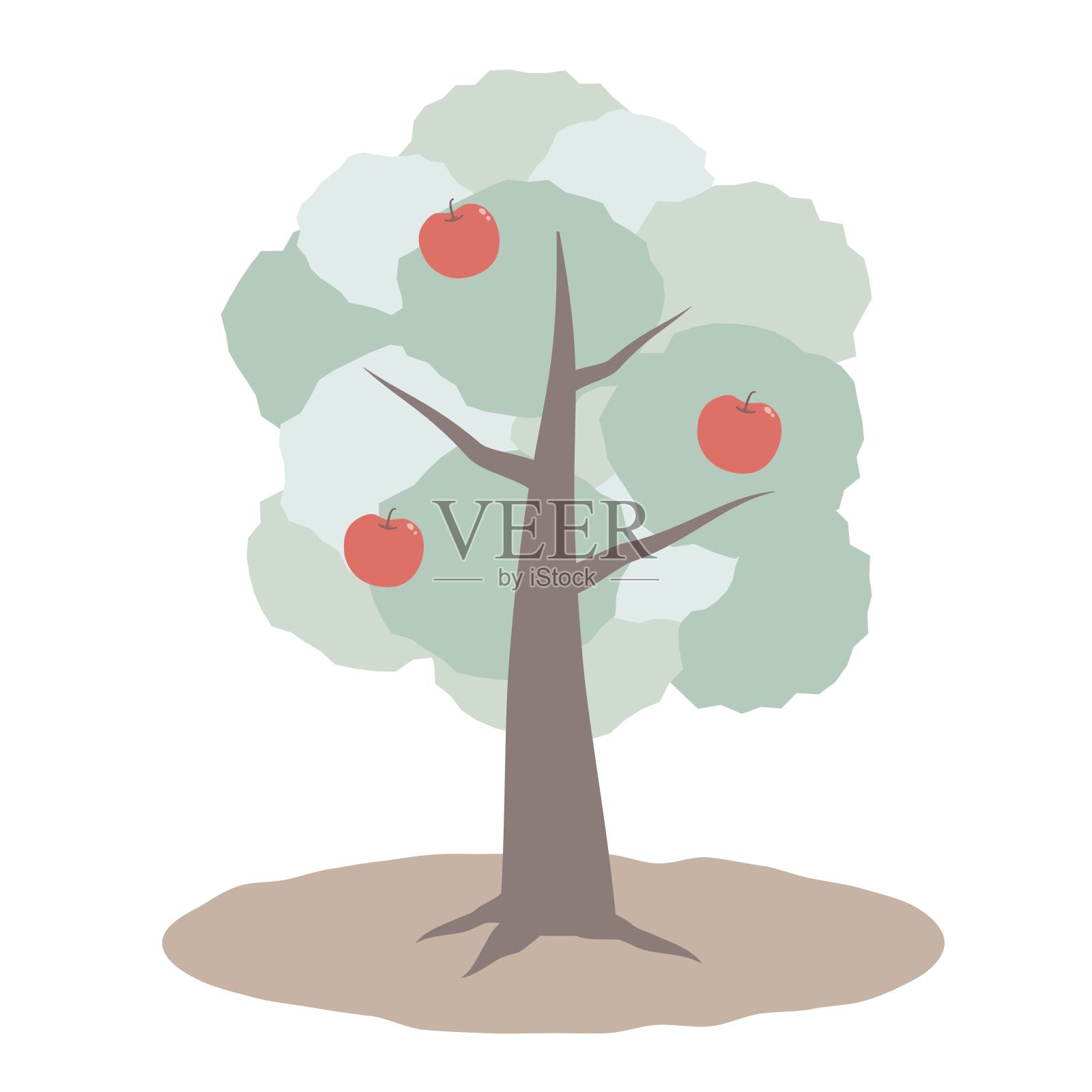 苹果树插画图片素材