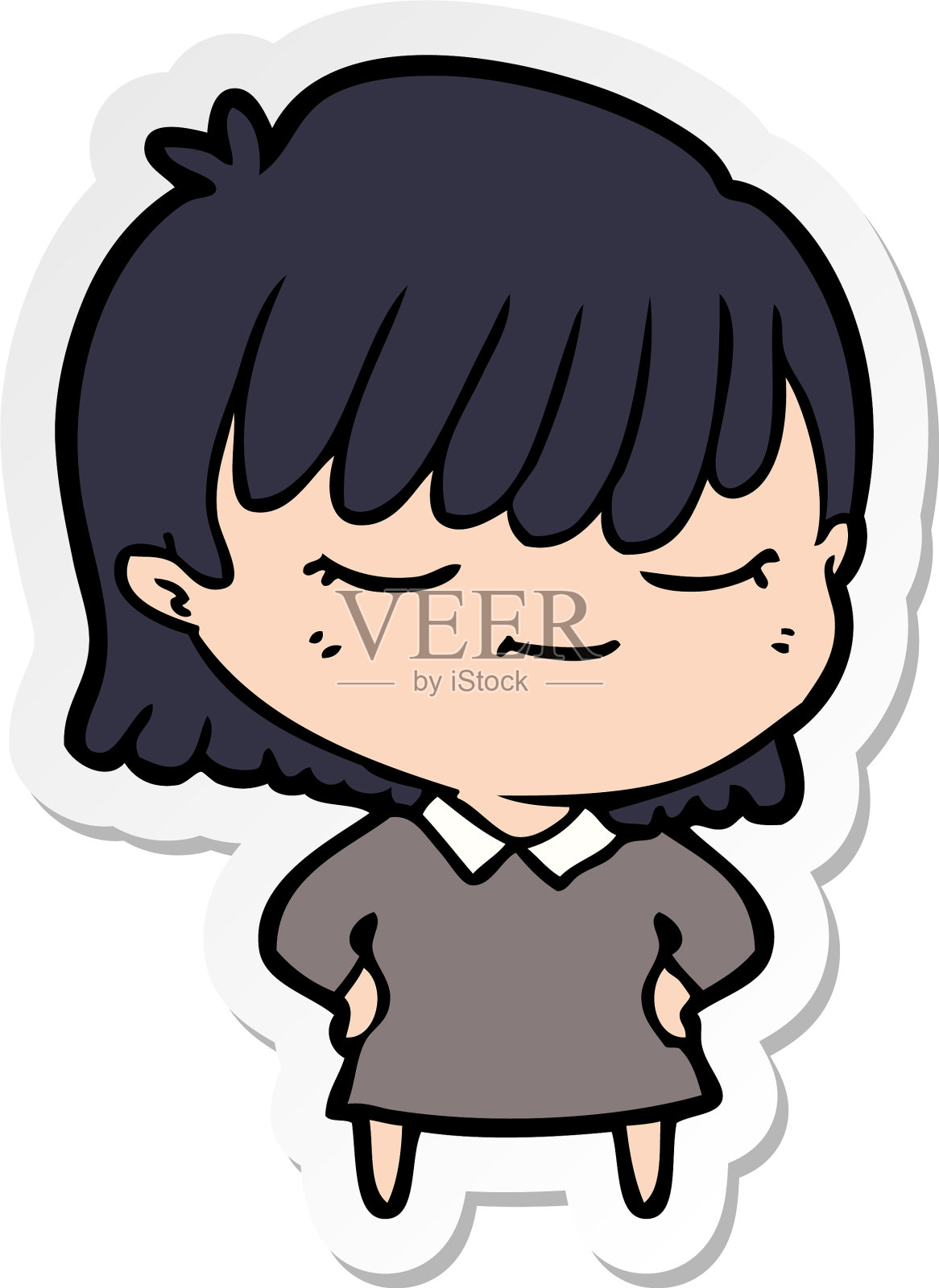 卡通女人的贴纸设计元素图片