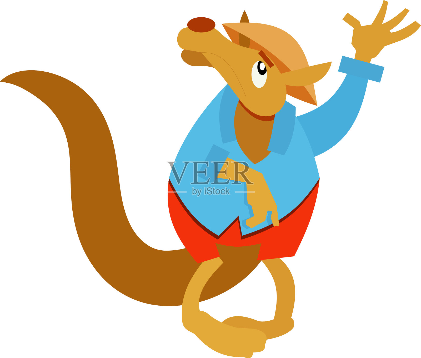 一只挥舞着帽子的袋鼠设计元素图片