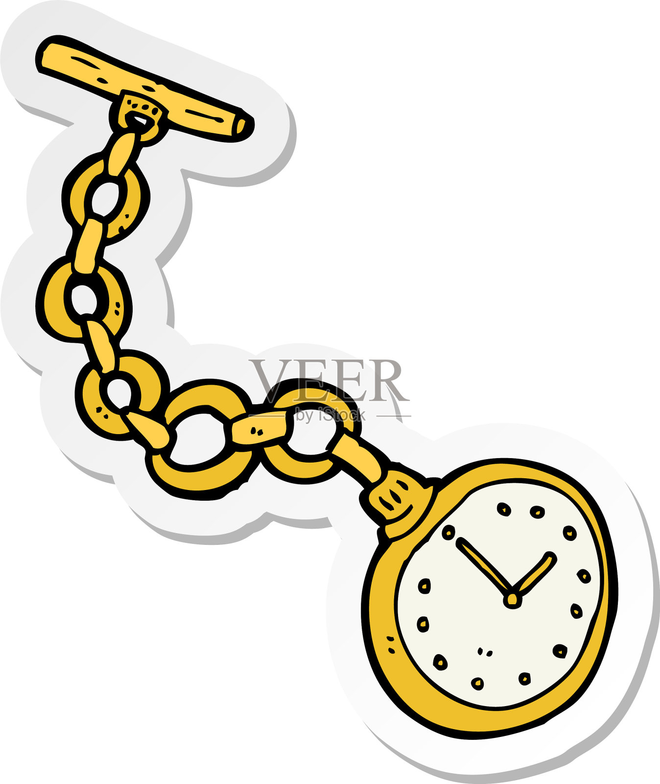 卡通旧怀表贴纸设计元素图片