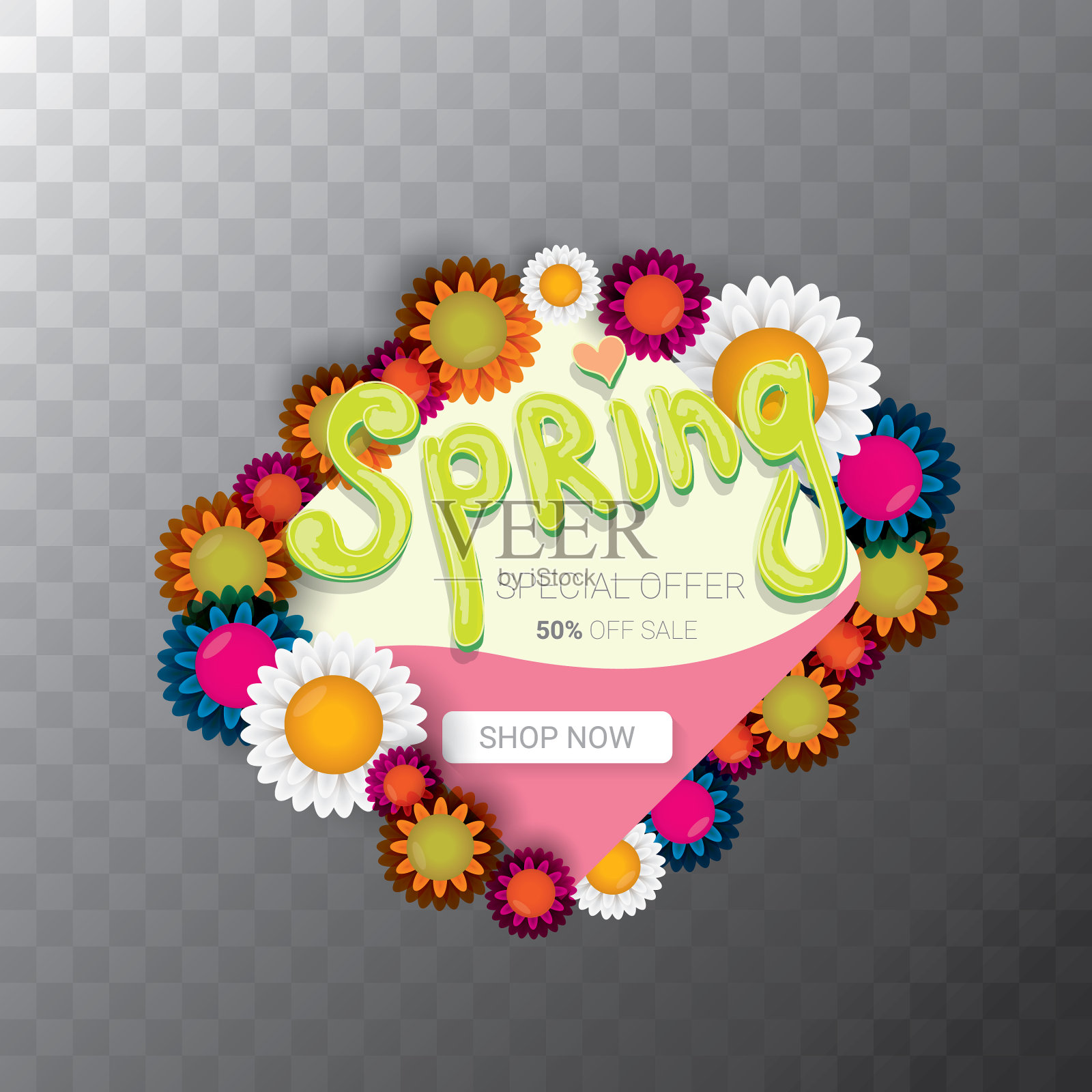 春季销售网络横幅孤立上设计模板素材