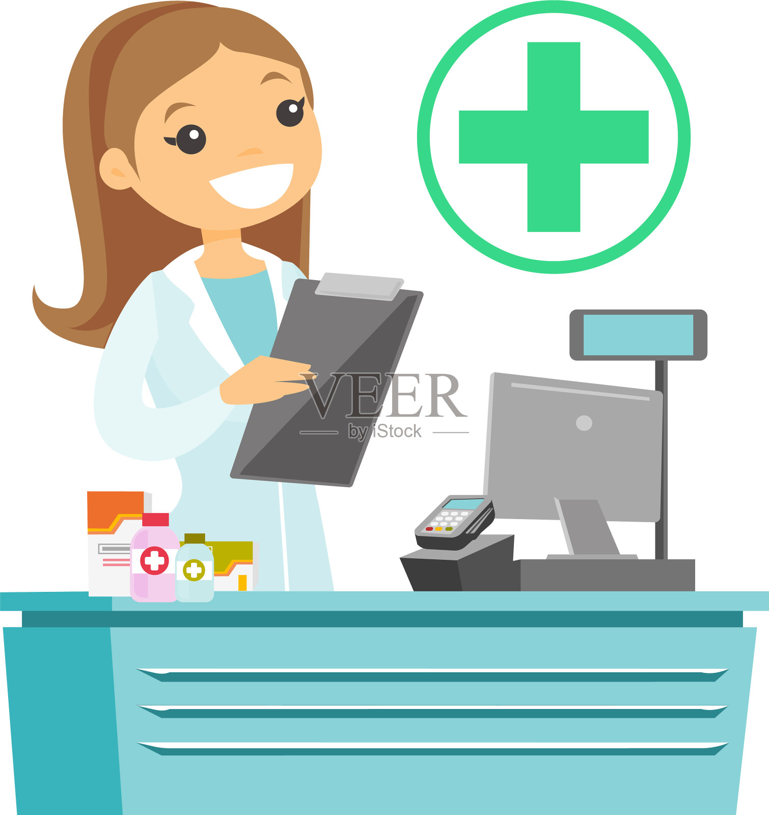 白人药剂师写处方设计元素图片