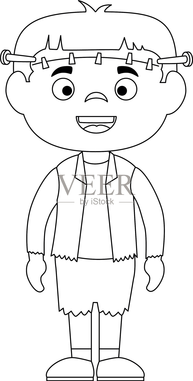 小男孩装扮成弗兰肯斯坦设计元素图片