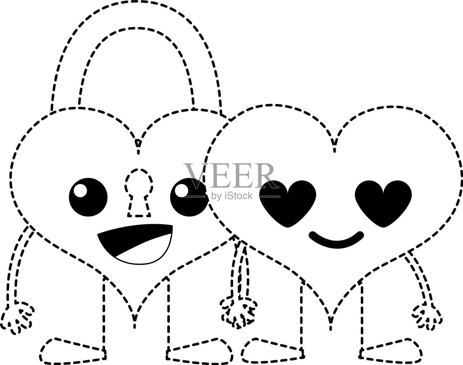 点形心形的幸福夫妻卡通可爱设计元素图片