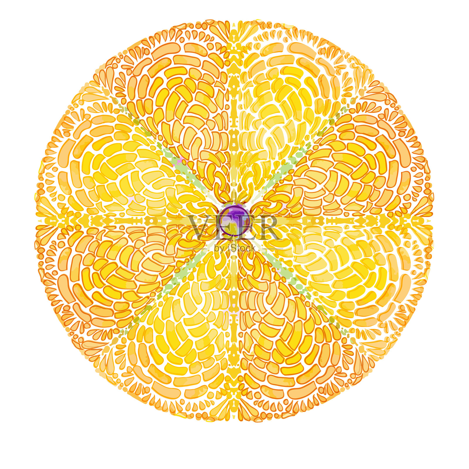黄色曼陀罗圆形阳光图案太阳符号设计元素图片