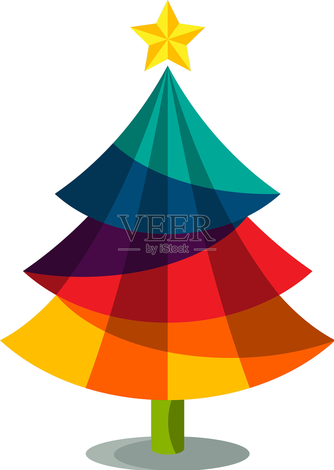 五彩缤纷的圣诞树设计元素图片