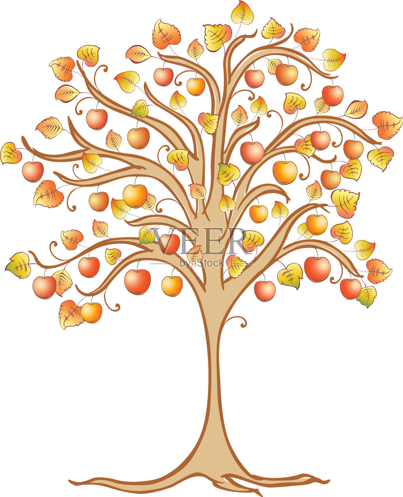 装饰苹果树的图像设计元素图片
