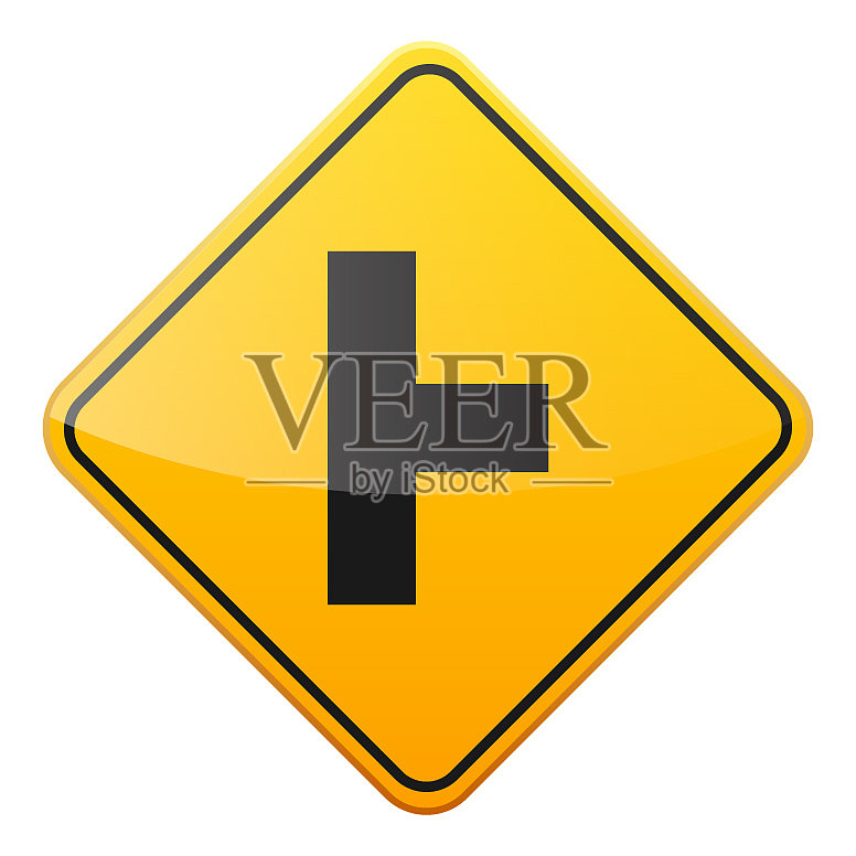 道路黄色标志白色背景道路交通设计元素图片