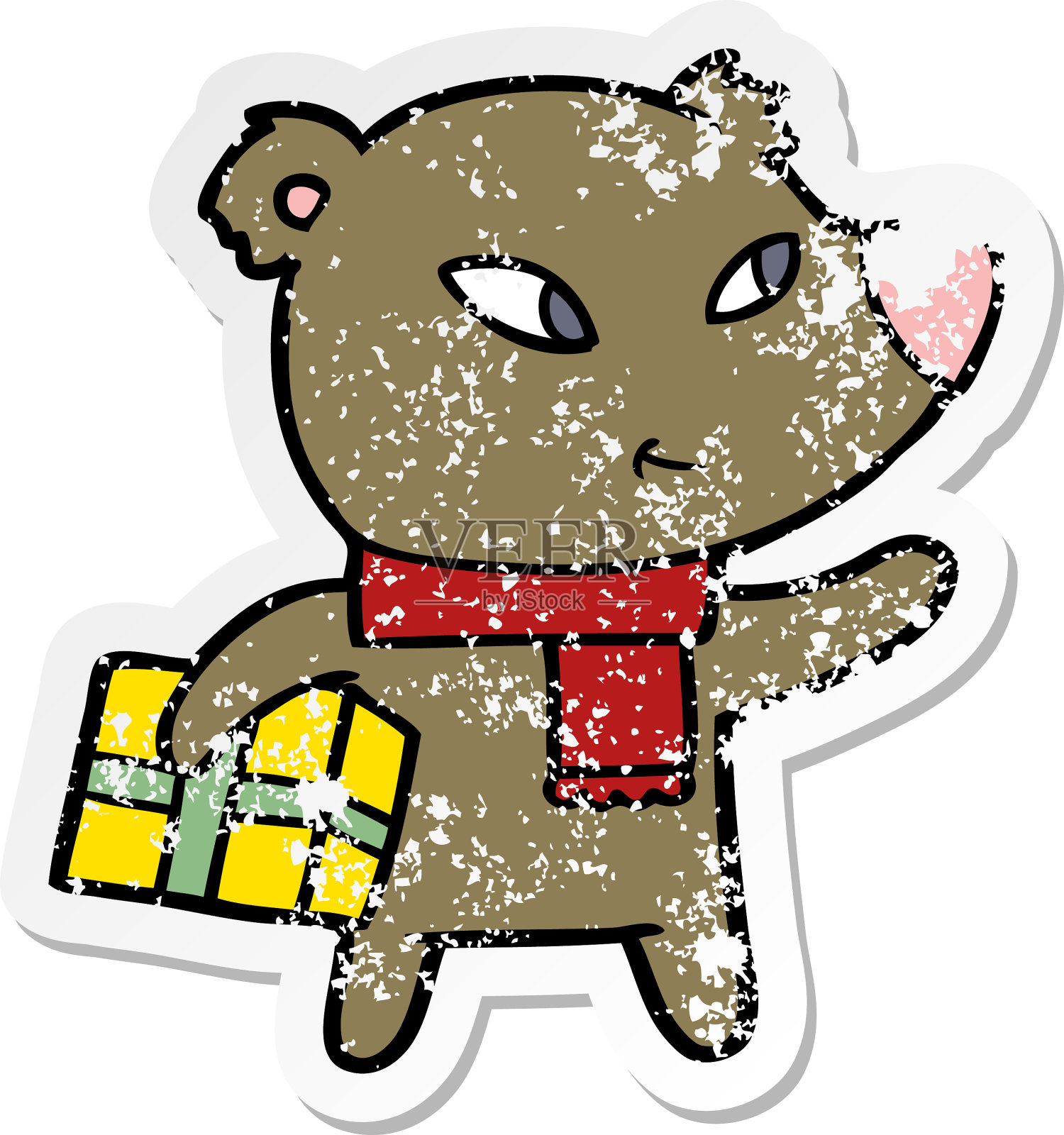 一个可爱的卡通圣诞节的苦恼贴纸设计元素图片