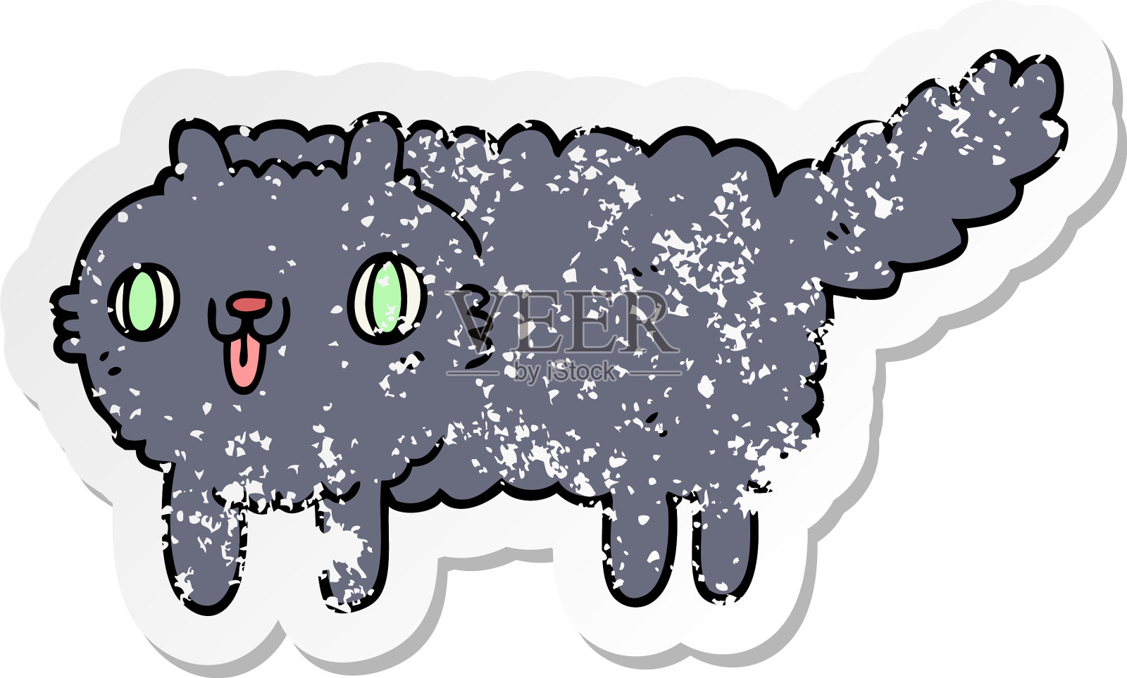 一个卡通猫的苦恼贴纸设计元素图片