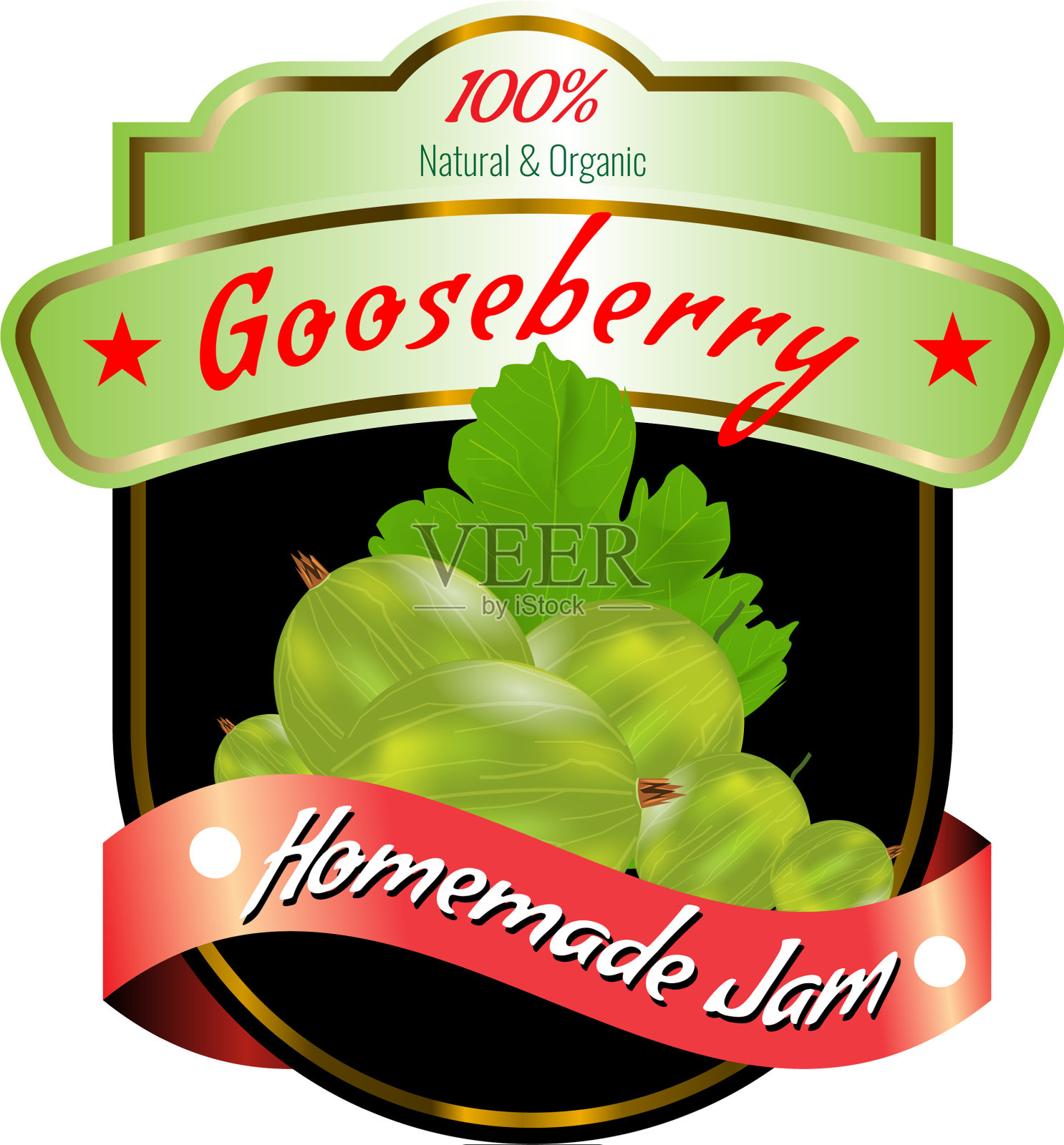 有机醋栗标签设计果酱包装设计元素图片