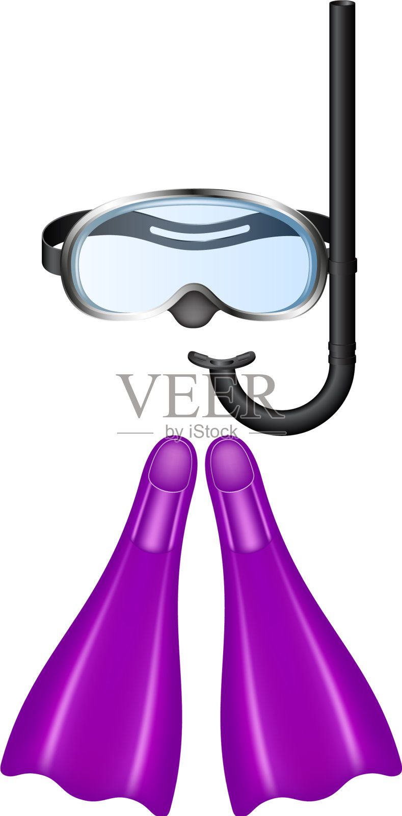 紫色脚蹼的复古潜水镜设计元素图片