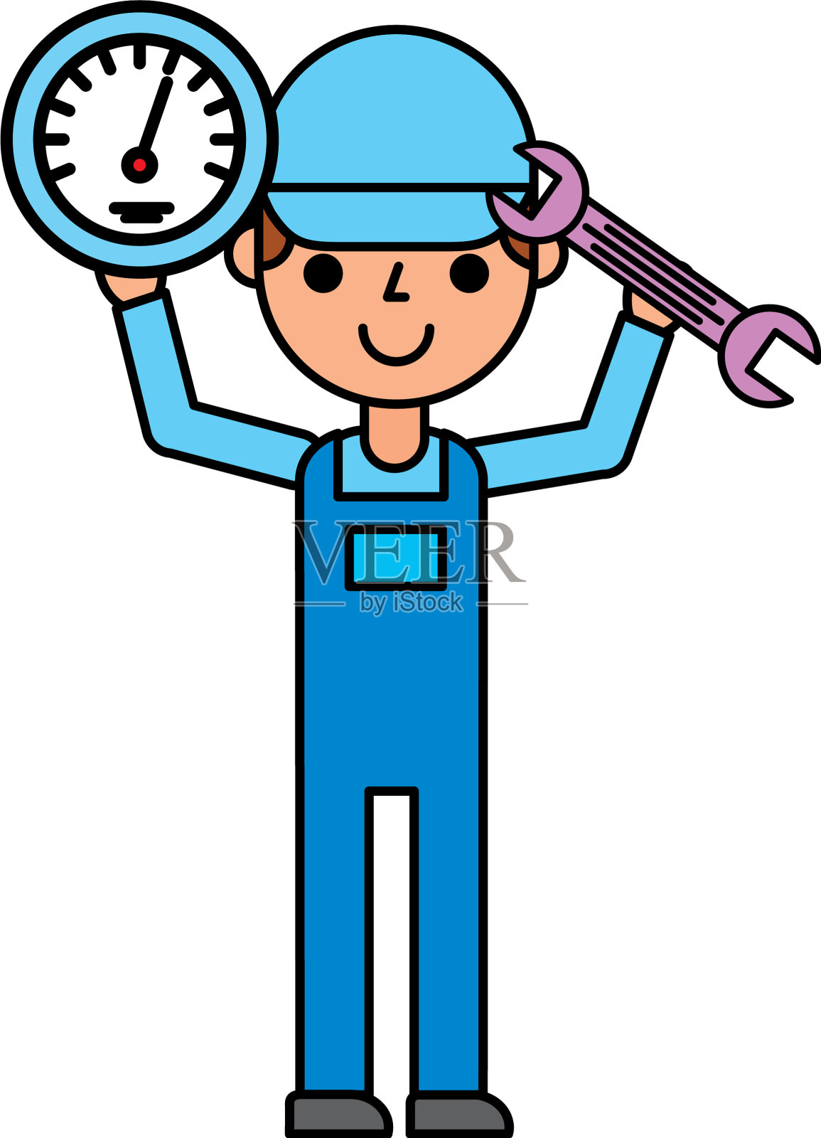 带着速度计和扳手的机械人设计元素图片