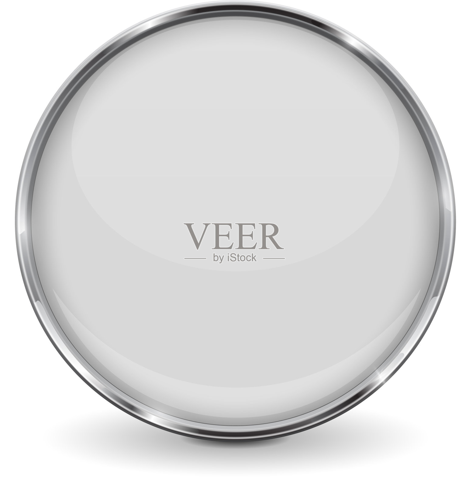 白色圆形玻璃按钮，金属框架设计元素图片