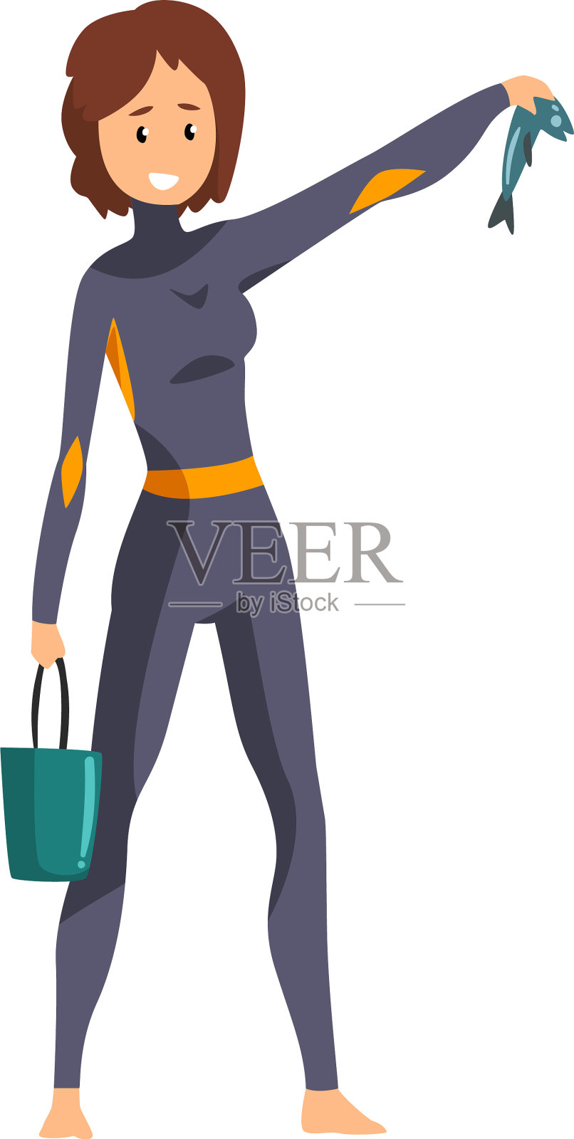 雌性驯兽师喂养海洋动物用设计元素图片