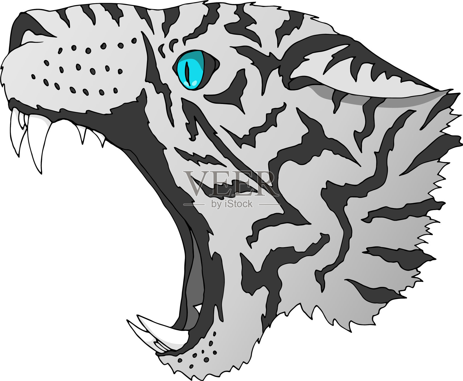 愤怒的雪豹肖像虎捕食者设计元素图片