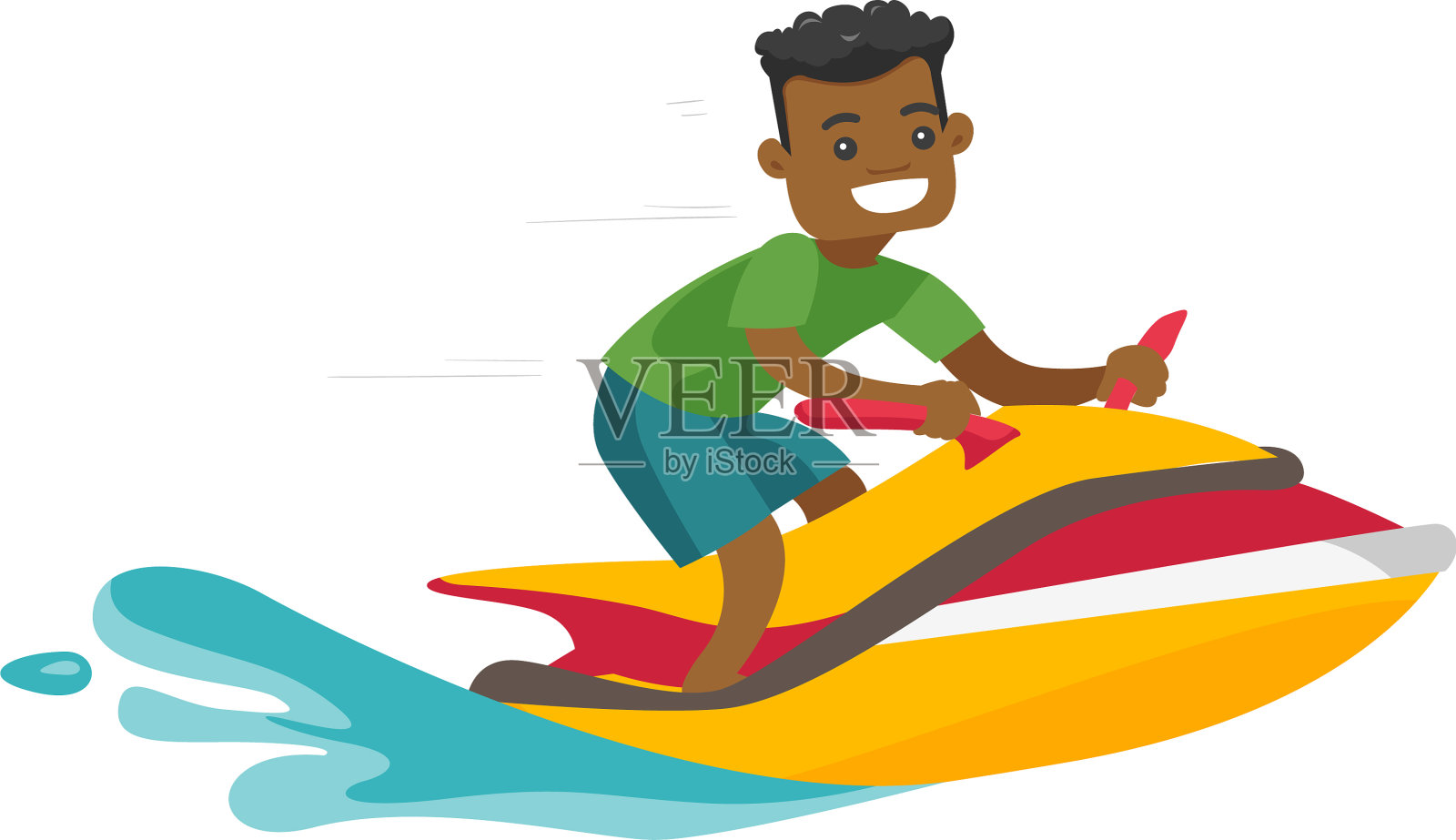 骑摩托艇的黑人设计元素图片