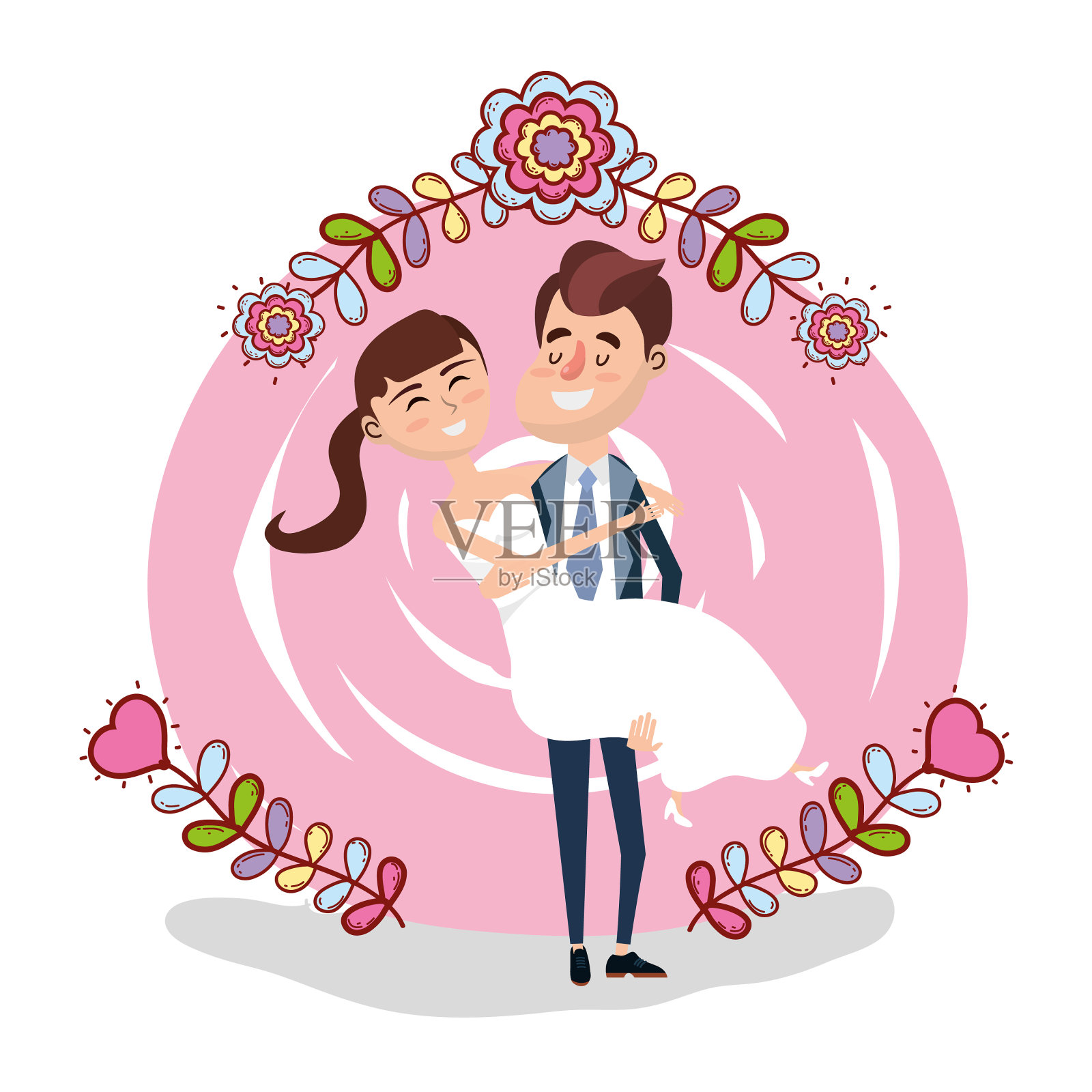 婚礼卡片设计卡通设计元素图片