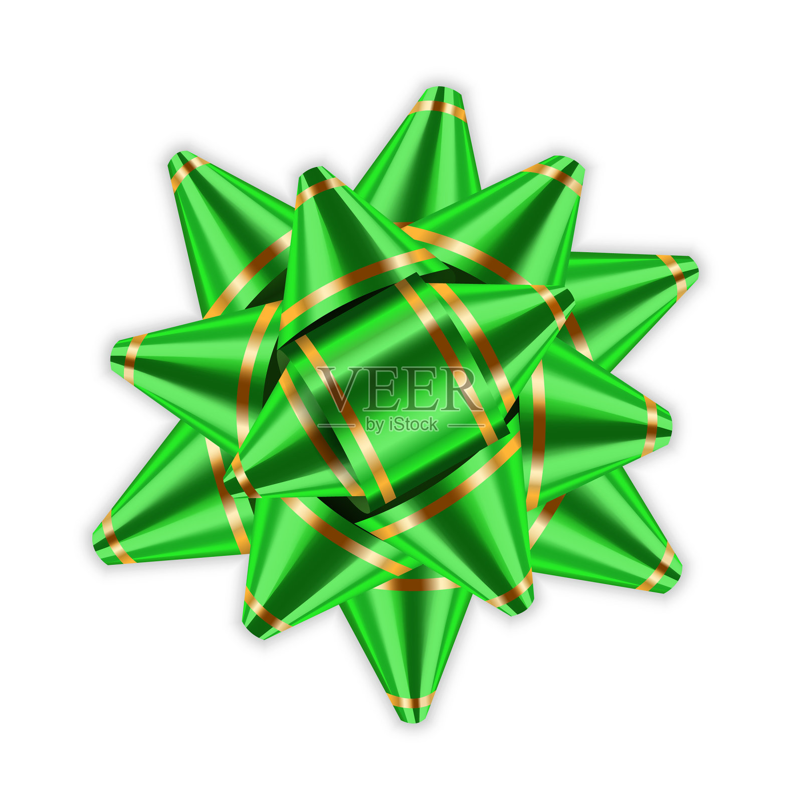 绿色蝴蝶结3d丝带装饰元素包闪亮设计元素图片