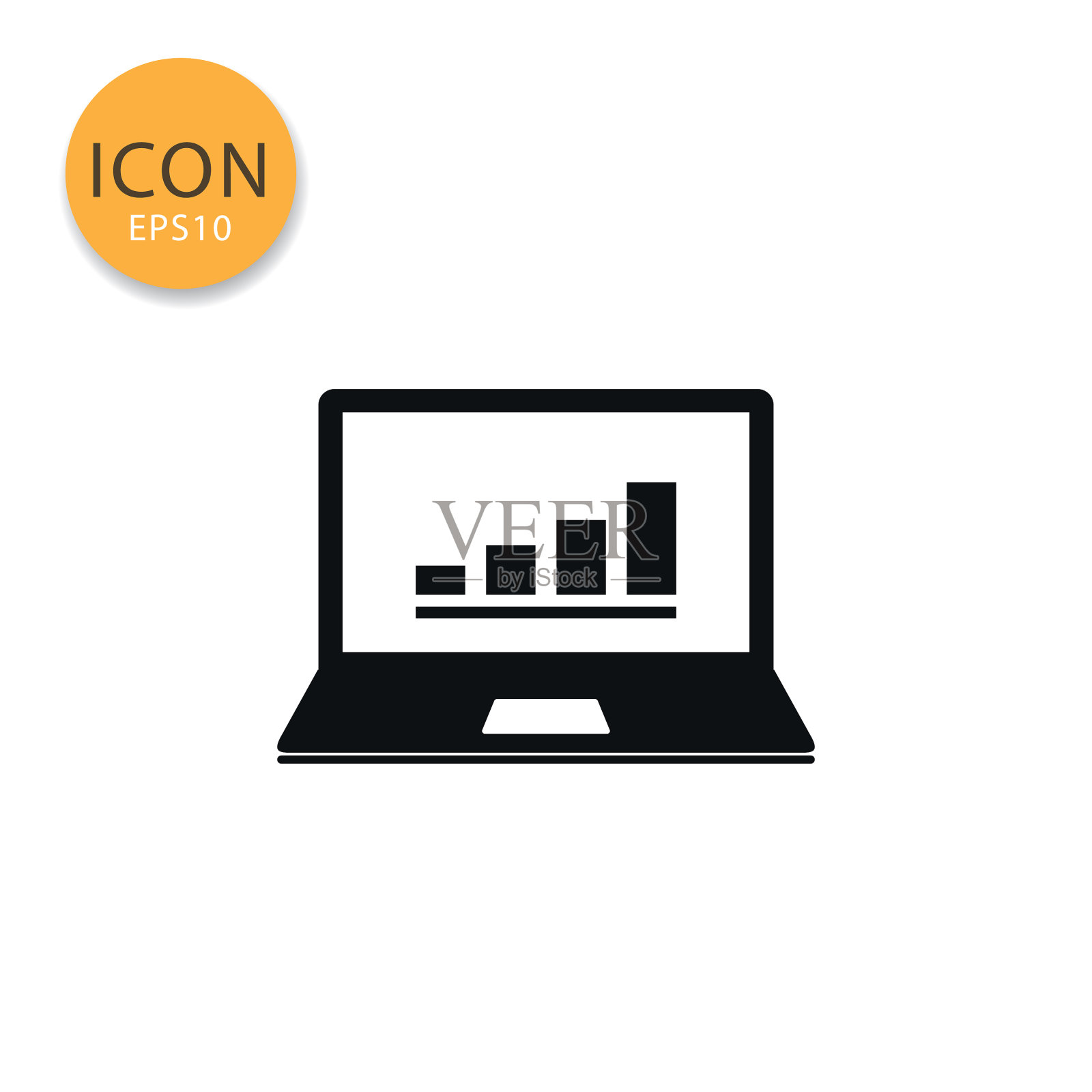 笔记本电脑图标孤立的平面风格图标素材