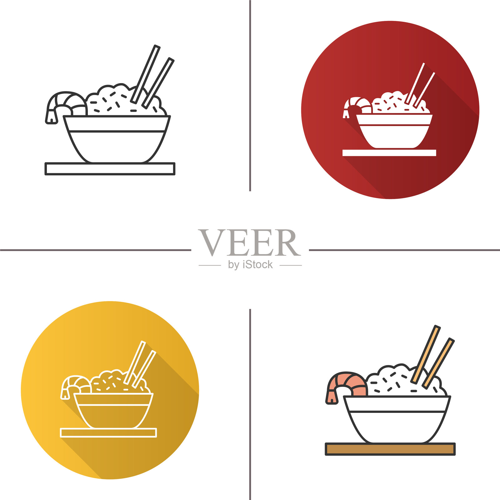 米饭和虾的图标插画图片素材