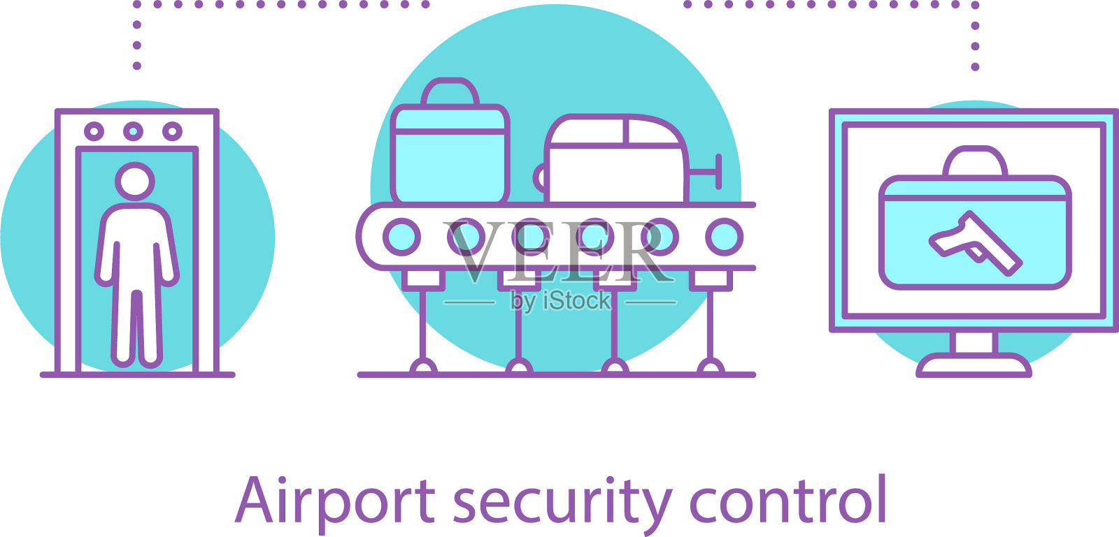 机场安全控制概念图标插画图片素材