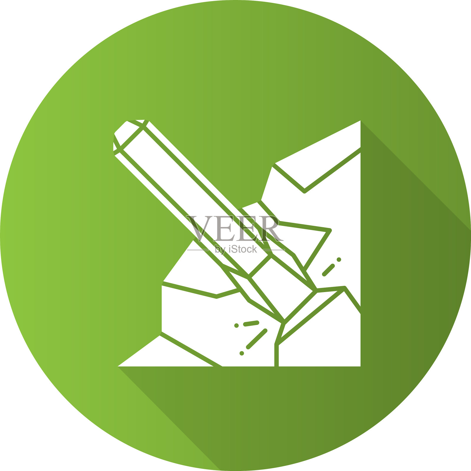 铁凿图标平线性长影子设计元素图片