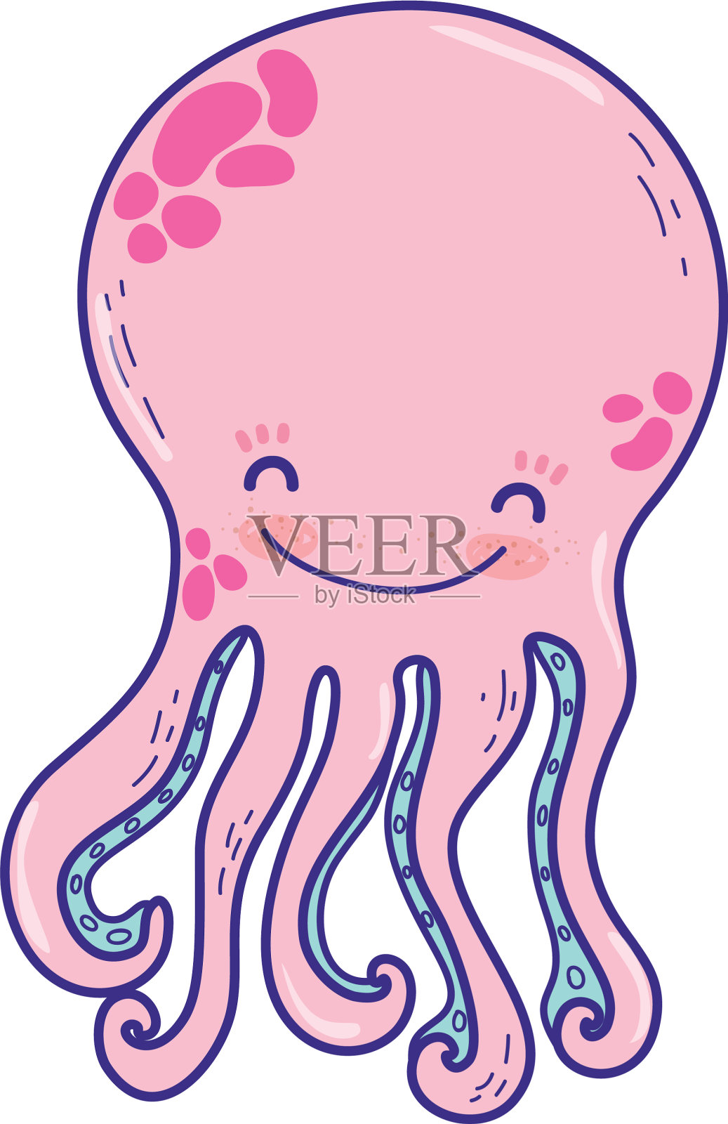 章鱼是热带海洋里可爱的动物设计元素图片