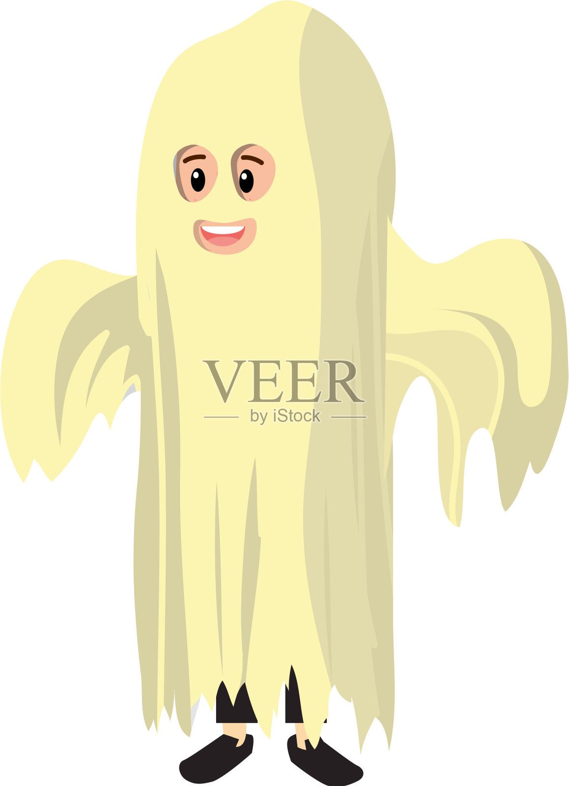 快乐的男孩在万圣节扮鬼设计元素图片