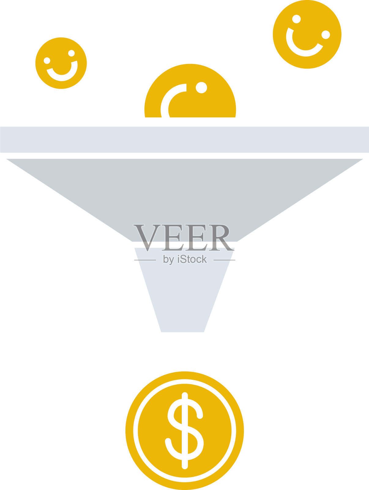 销售漏斗字形彩色图标插画图片素材