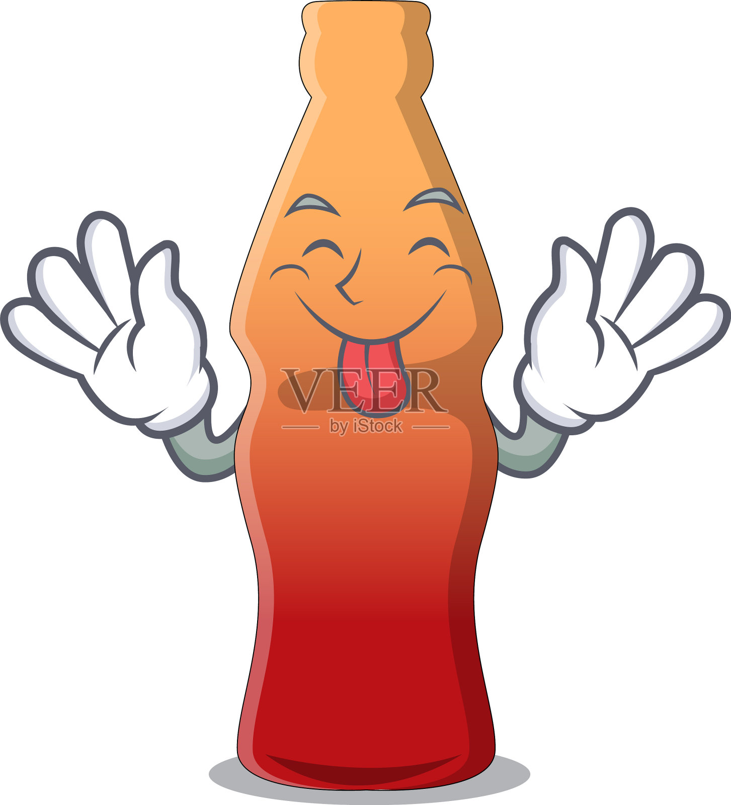 舌头伸出可乐瓶果冻糖果吉祥物卡通设计元素图片