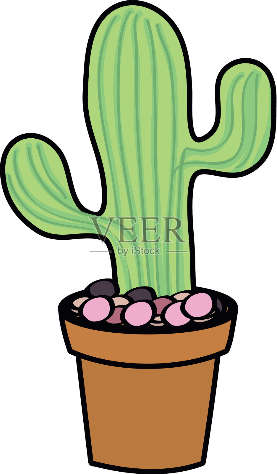花盆里的卡通仙人掌设计元素图片