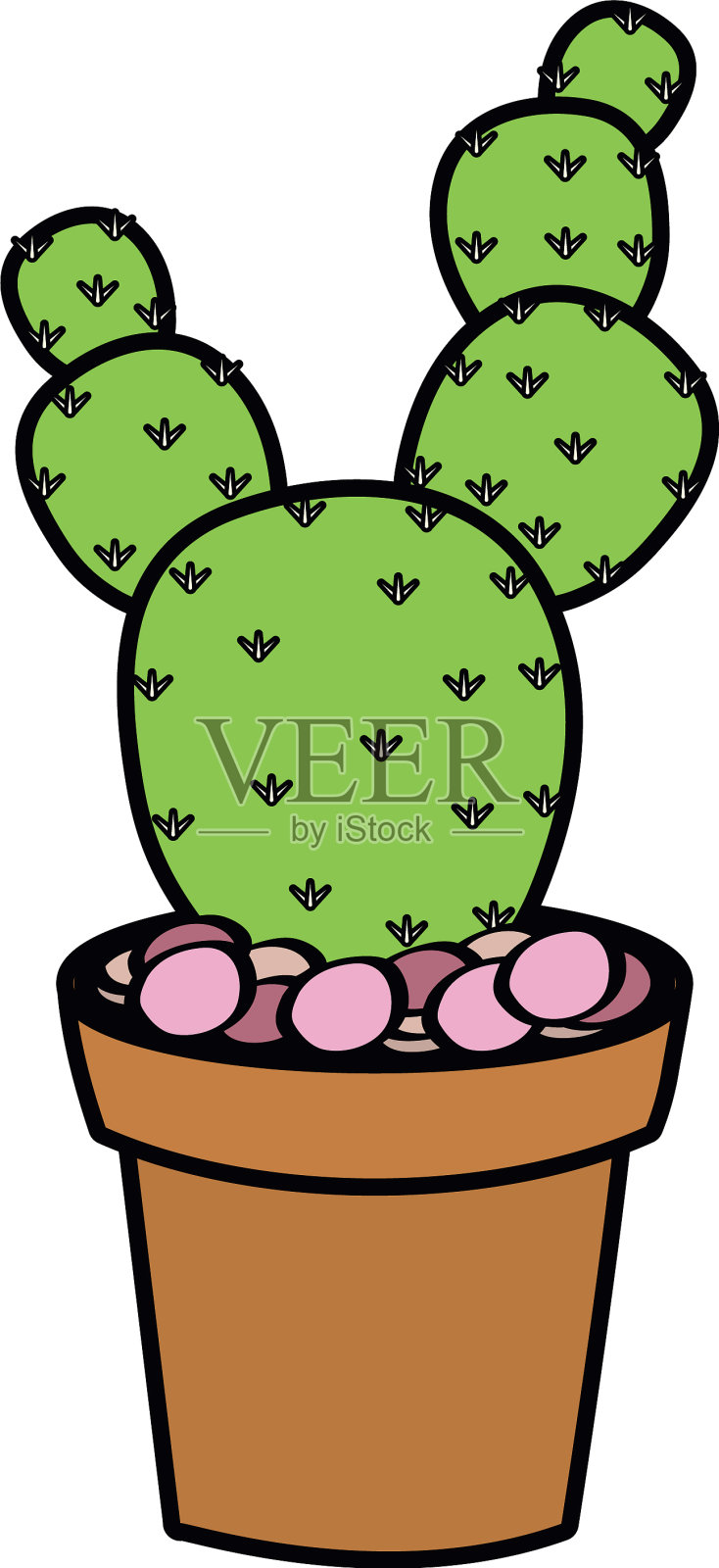 花盆里的卡通仙人掌设计元素图片